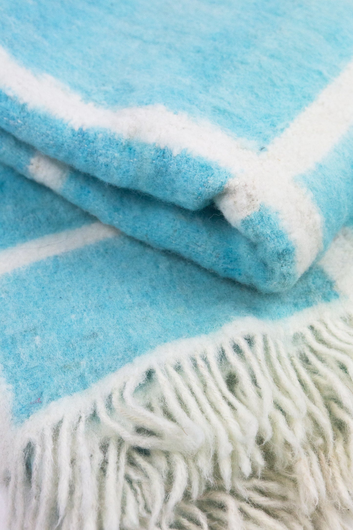 Made to order: Momos Grid Blanket- Aqua Blue and Natural White