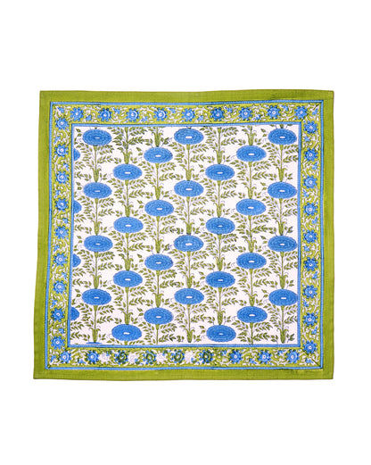 Blue Araminta Blockprint Napkins, Set of 4