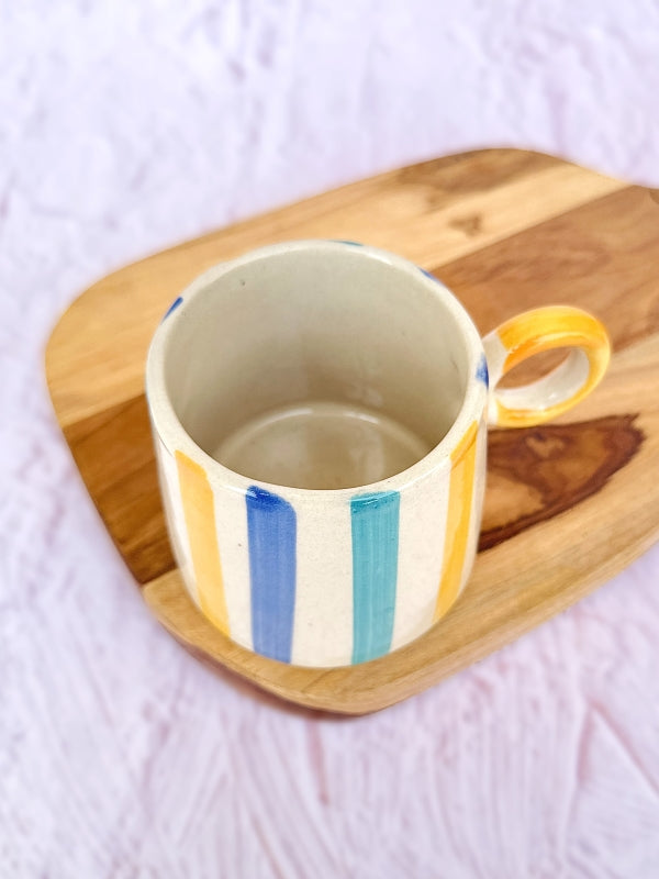 Ceramic Bright Striped Coffee Mug- 450ml (SET OF 4)