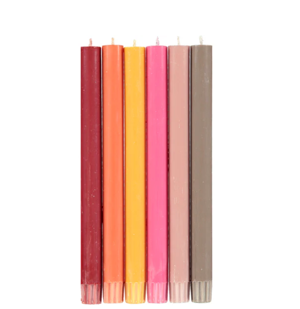 British Color Standard - Mixed Set Rainbow 'Warm Colours' Eco Dinner Candles (6-Pack)