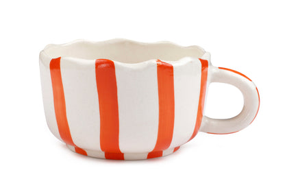 Ceramic  wavy Orange Coffee Cup , 2.9 x 3.9 Inches (SET OF 2)