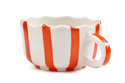 Ceramic  wavy Orange Coffee Cup , 2.9 x 3.9 Inches (SET OF 2)