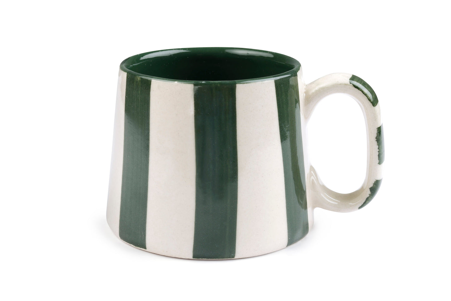 Ceramic olive  Stripe Coffee cup- 220ml (SET OF 4)