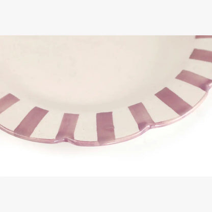 Ceramic Stripe Dinner Plate, Purple - 10 x 10 x 1.25 Inches