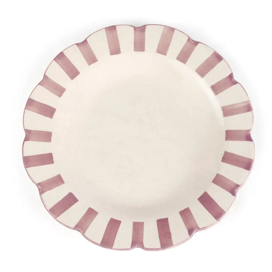Ceramic Stripe Dinner Plate, Purple - 10 x 10 x 1.25 Inches