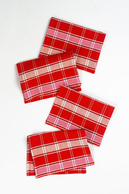 Camila Plaid Cocktail Napkins, Set of 4