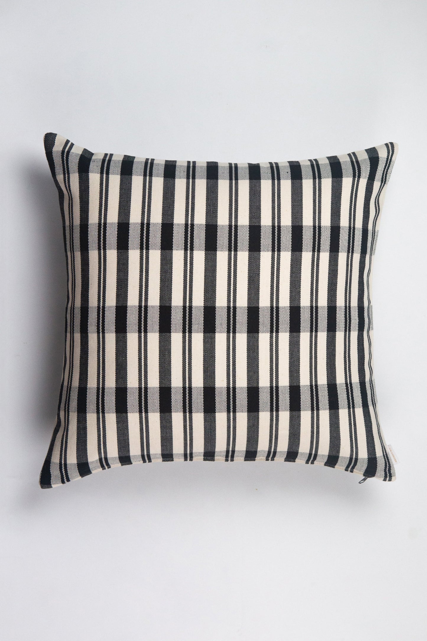 Cecilia Black and Ivory Striped Plaid Pillow