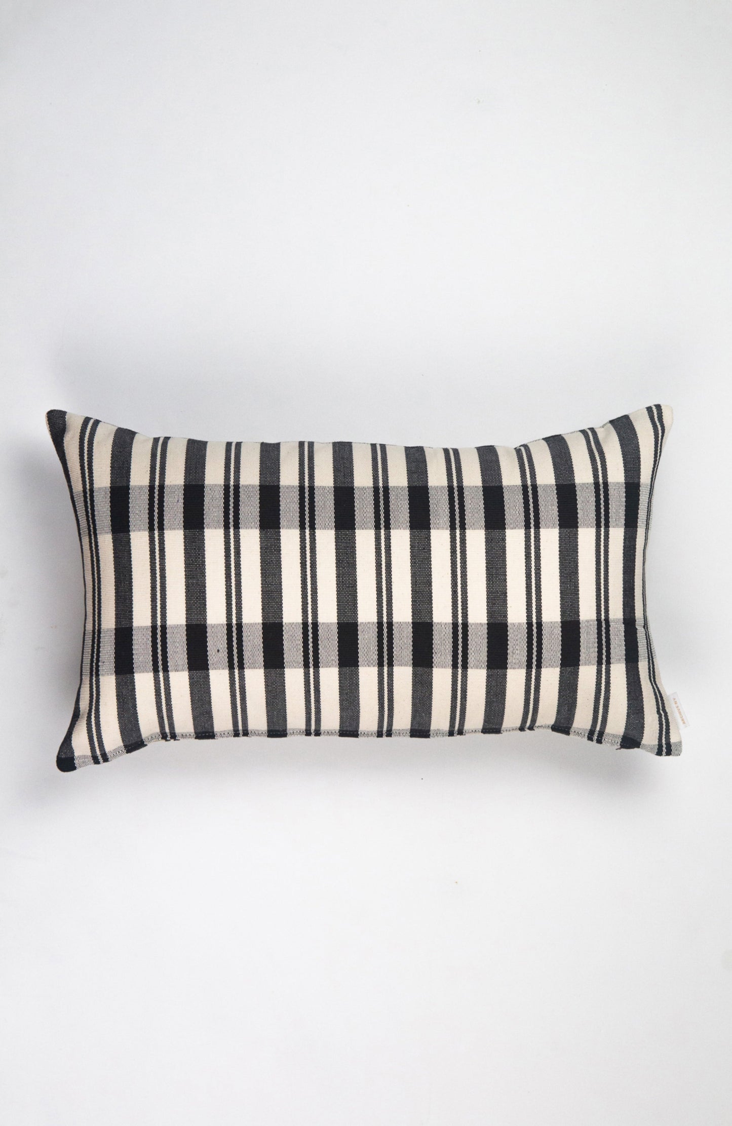 Cecilia Black and Ivory Striped Plaid Pillow