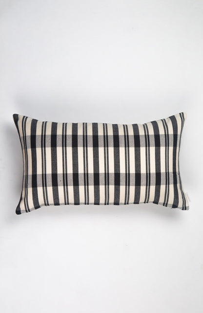 Cecilia Black and Ivory Striped Plaid Pillow