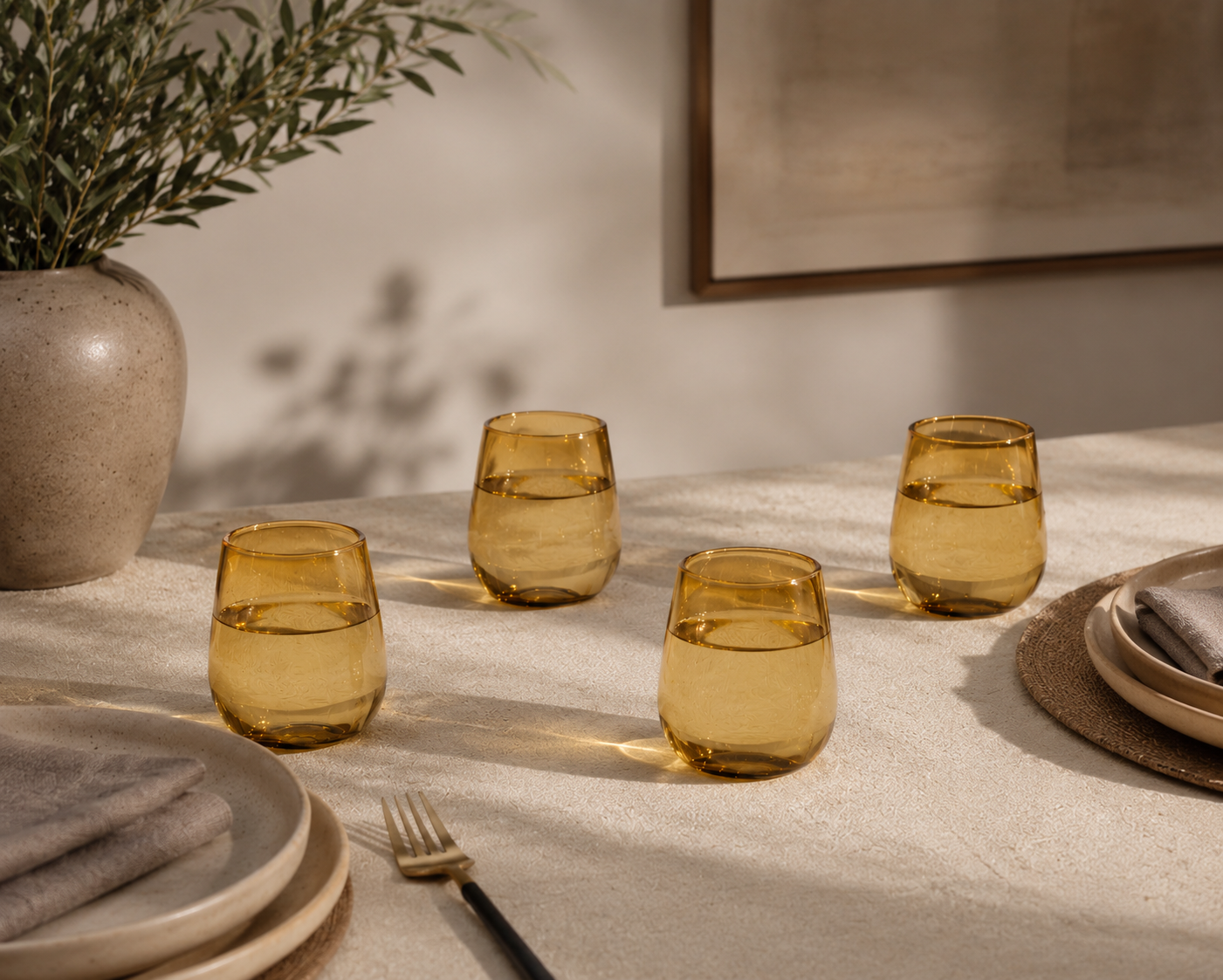 Lucia Amber Short Glass (Set of 4) by MESO