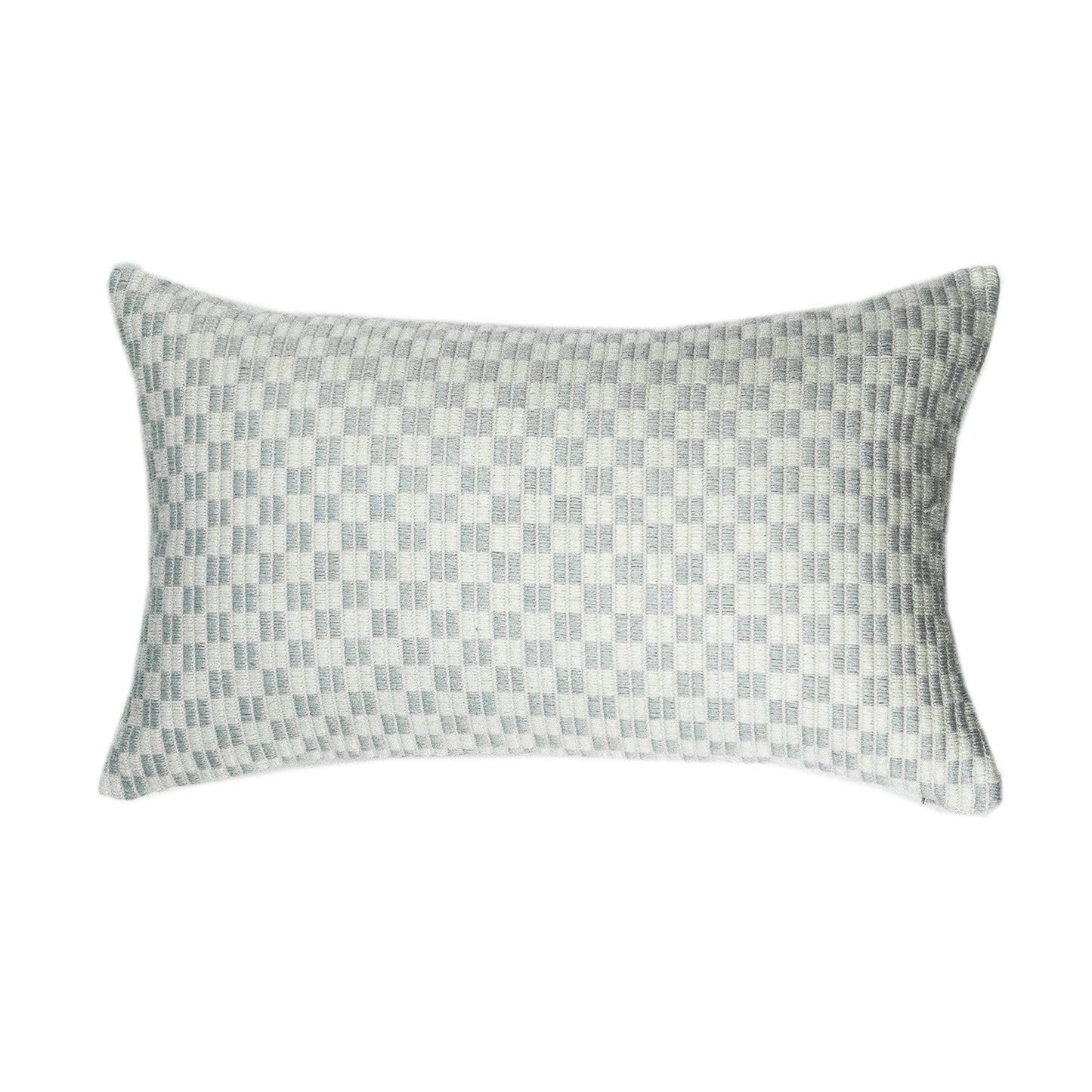 Checkered Brocade Pillow - Grey & White