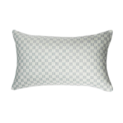 Checkered Brocade Pillow - Grey & White