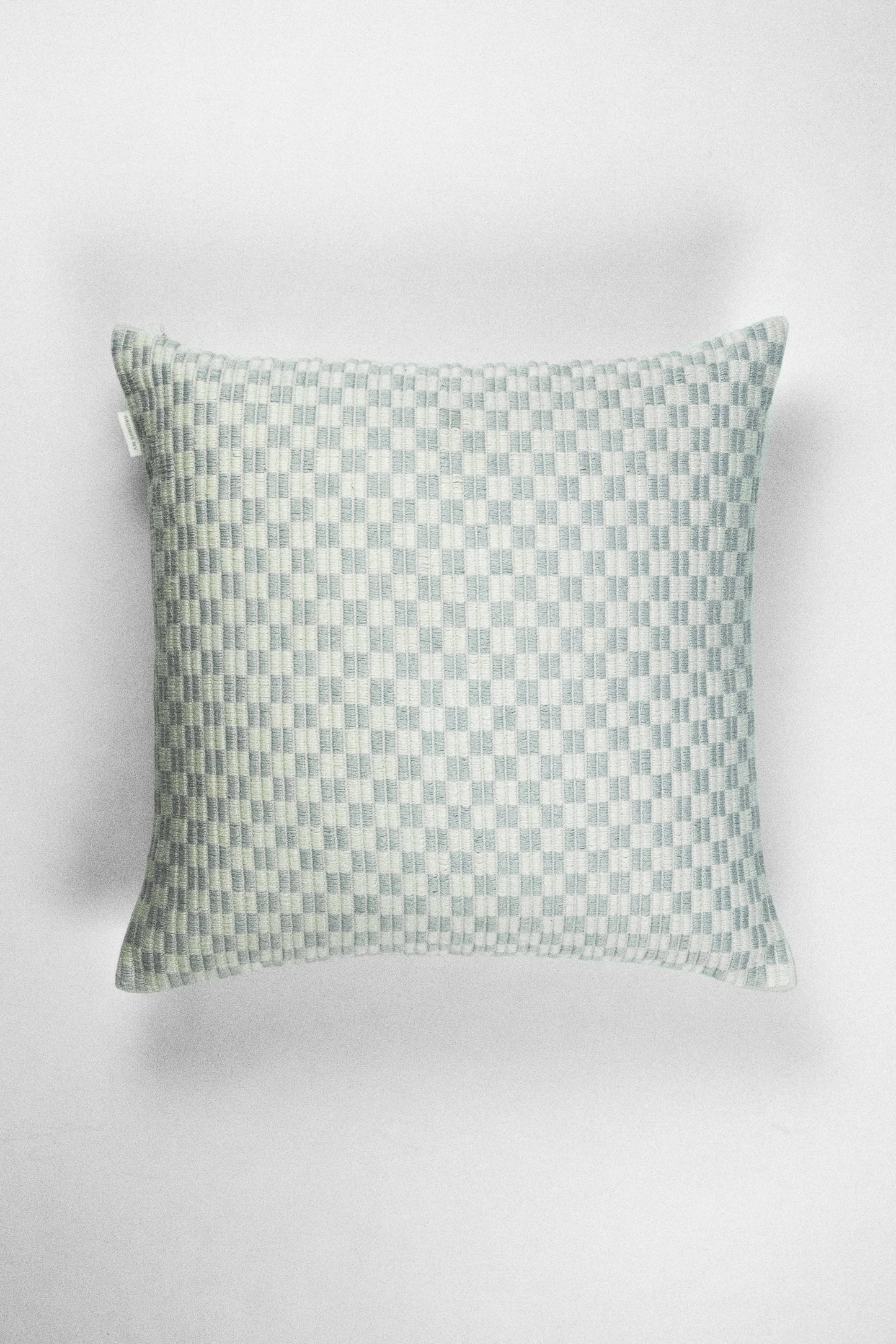 Checkered Brocade Pillow - Grey & White