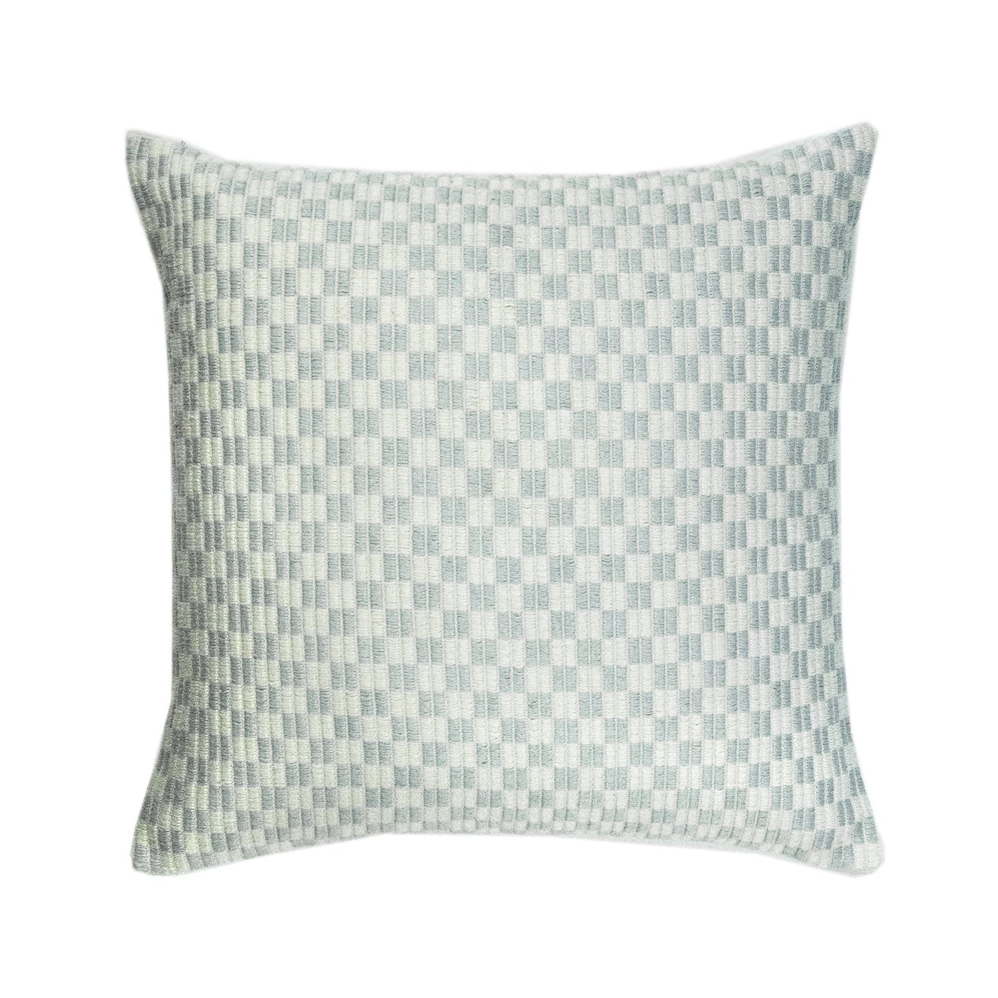 Checkered Brocade Pillow - Grey & White