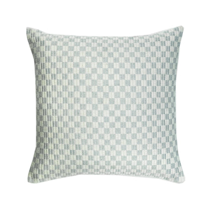 Checkered Brocade Pillow - Grey & White