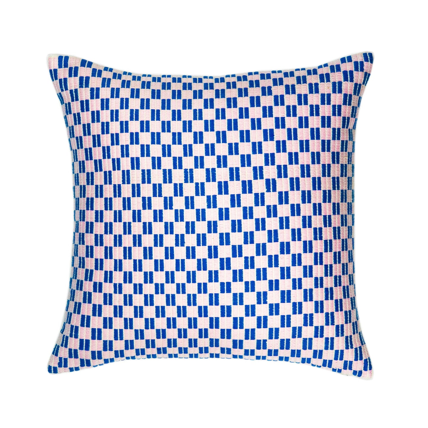 Checkered Blue and Pink Brocade Pillows