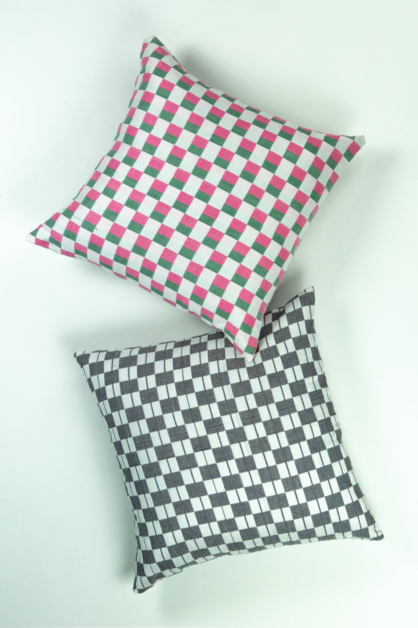 Sujani Pillow - Green & Pink Checkered