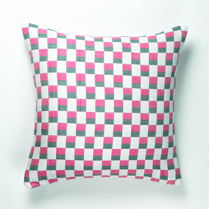 Sujani Pillow - Green & Pink Checkered