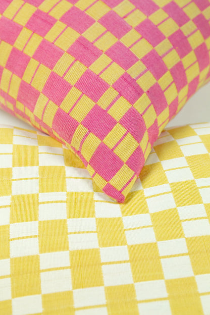 Sujani Pillow - Yellow & Pink Checkered