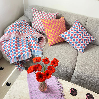 Sujani Pillow - Red & Blue Checkered