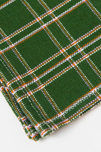 Chiapas Plaid Forest Green Cocktail Napkins, Set of 4