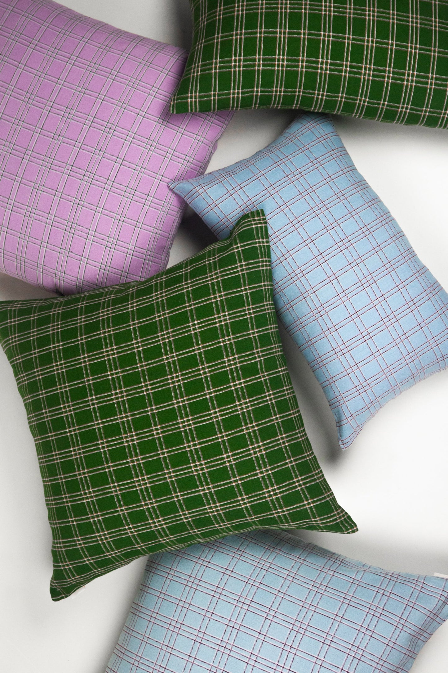 Chiapas Plaid Light Blue Pillow