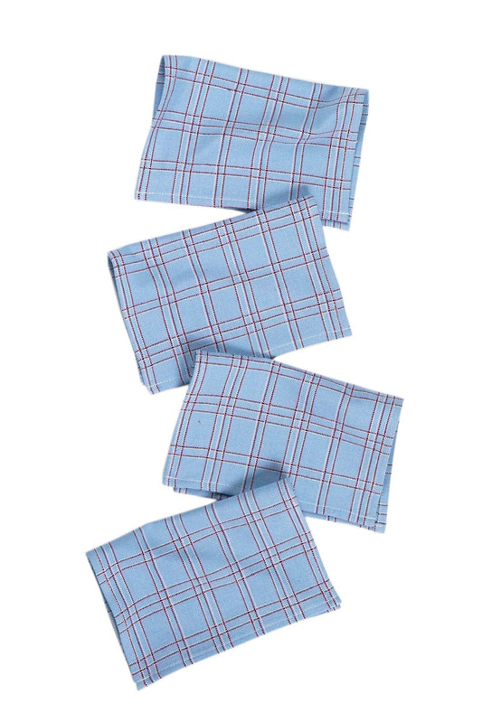 Chiapas Plaid Light Blue Cocktail Napkins Set of 4