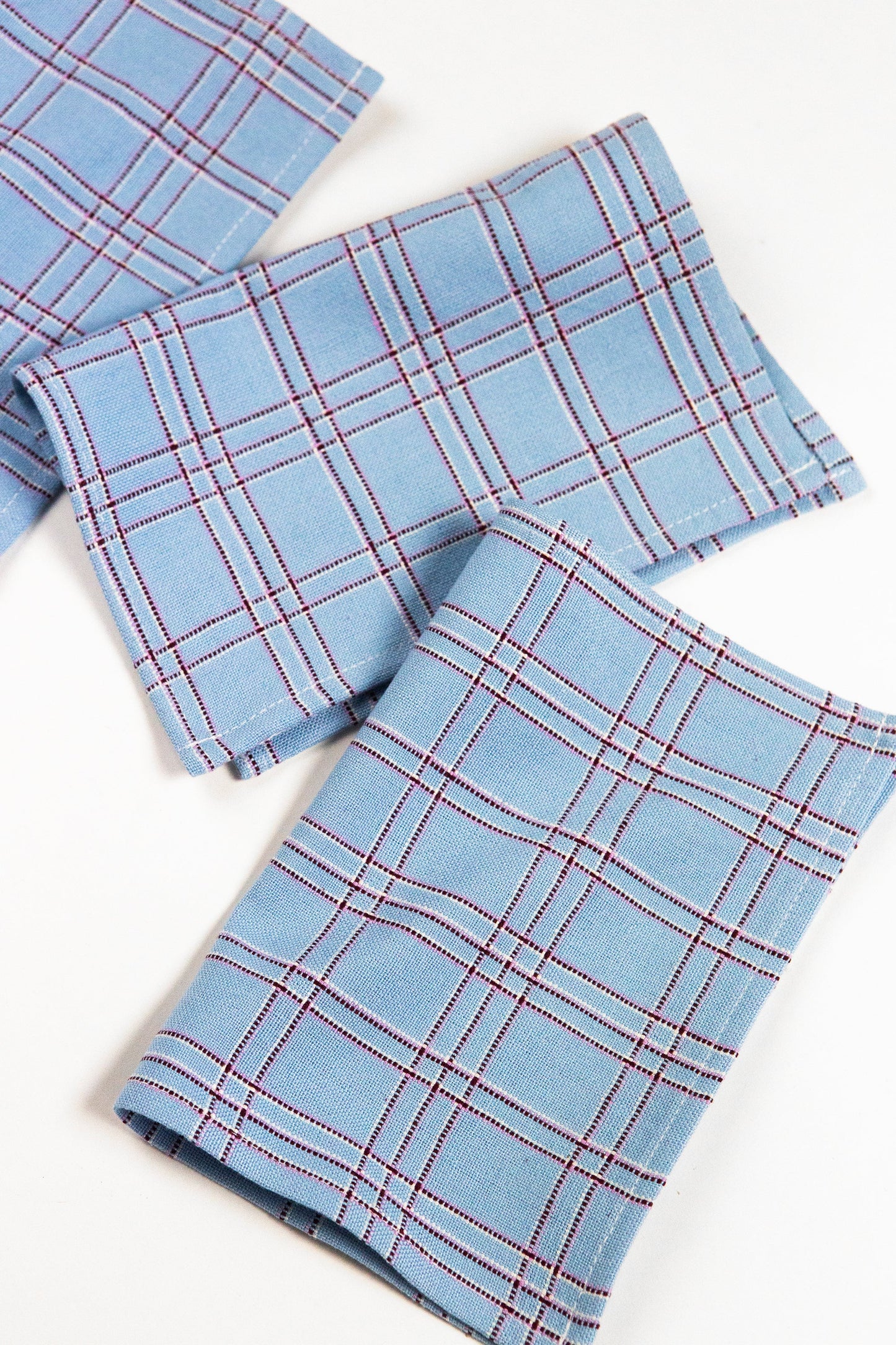 Chiapas Plaid Light Blue Cocktail Napkins Set of 4