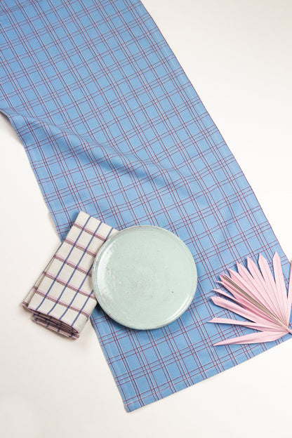 Chiapas Plaid Light Blue Table Runner