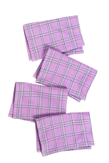 Chiapas Plaid Lilac Cocktail Napkins Set of 4