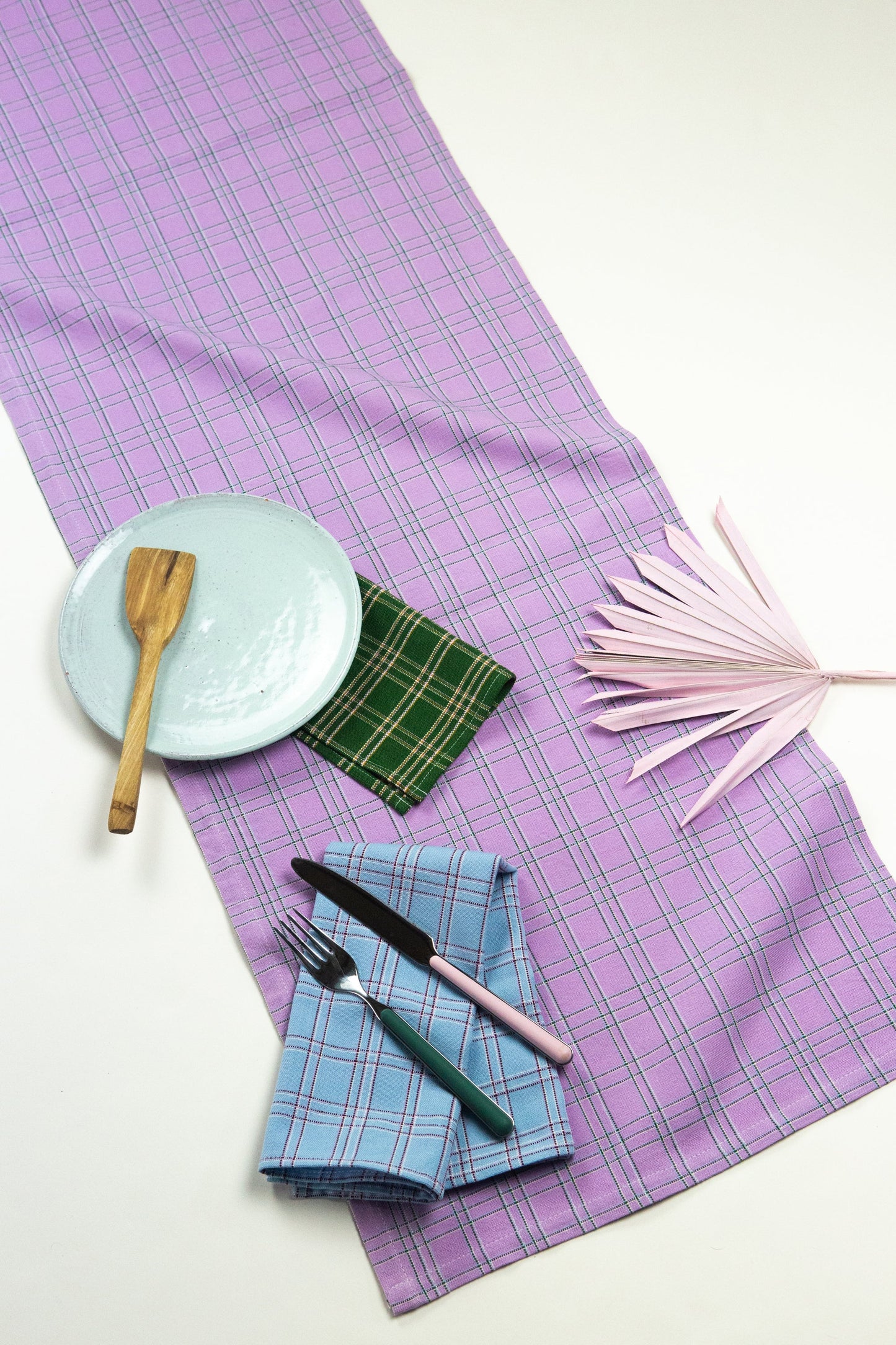 Chiapas Plaid Lilac Table Runner