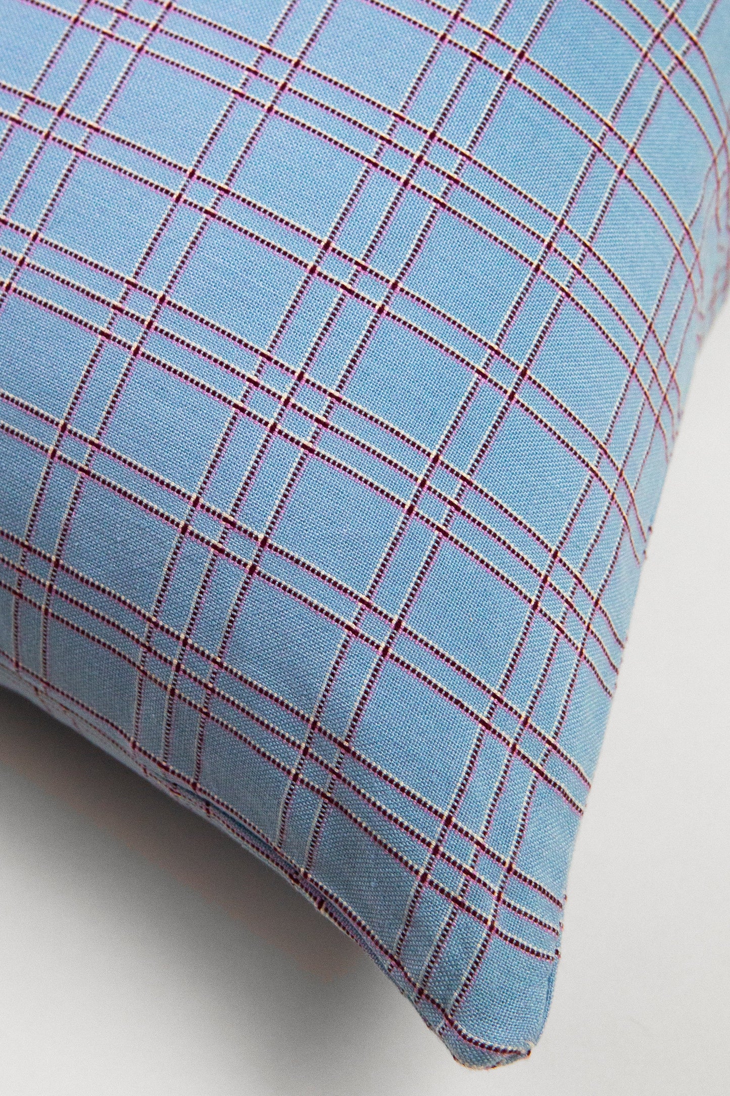 Chiapas Plaid Light Blue Pillow
