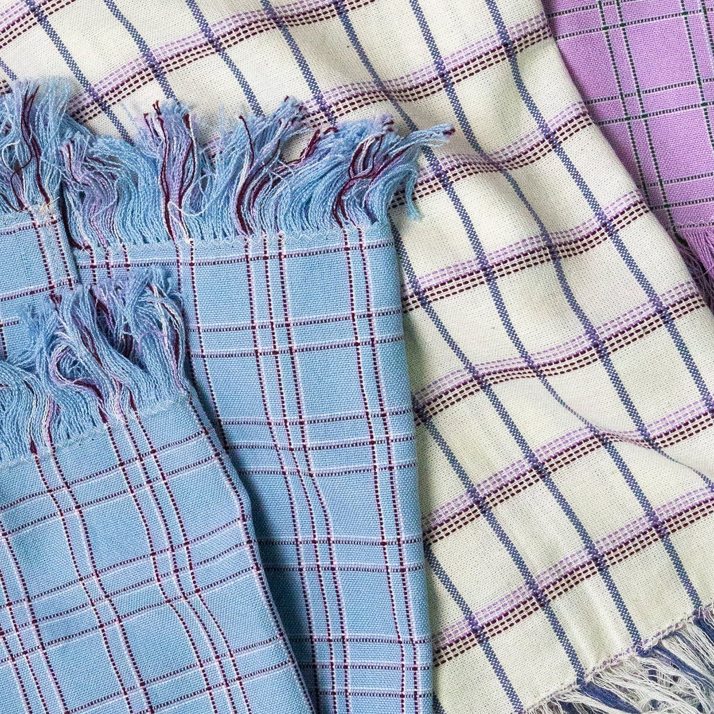 Chiapas Plaid Lilac Kitchen Towel