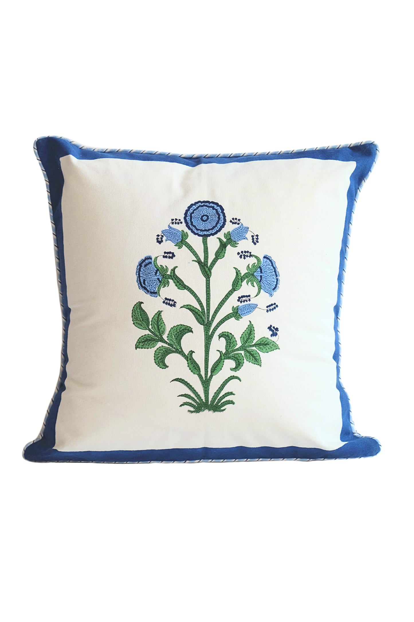 Cobalt Botanical Study Blockprint Pillow