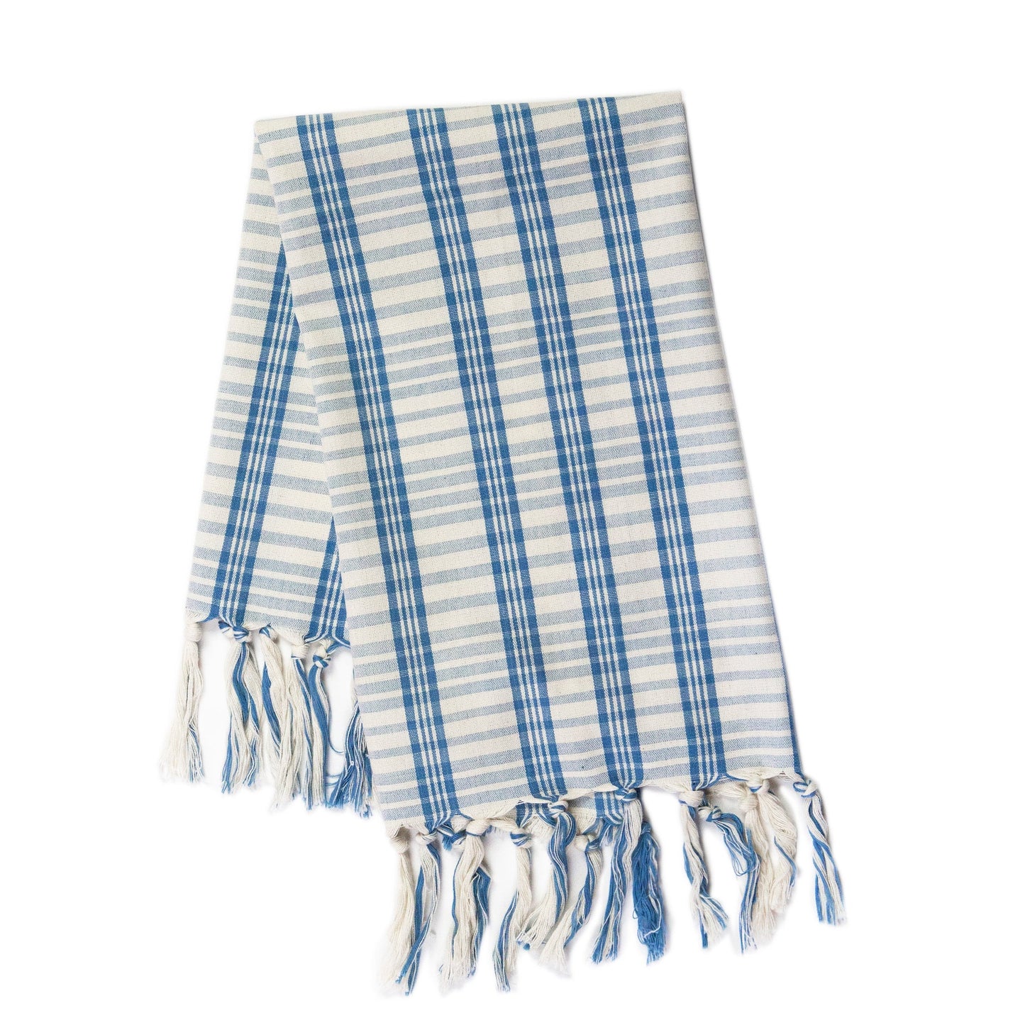 Coco Plaid Towel in Natural Indigo
