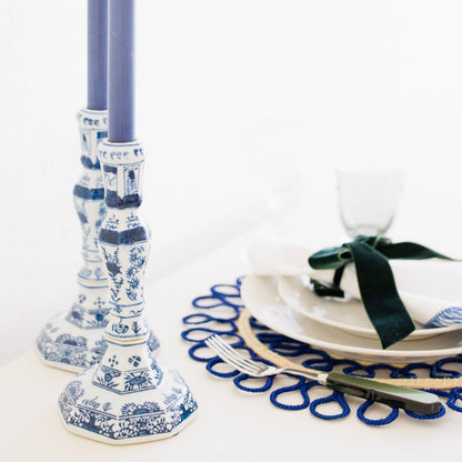 CHINOISERIE CANDLESTICK, BLUE & WHITE