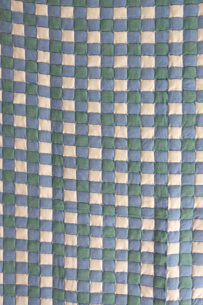 Purple & Blue Checkered Reversible Sujani Quilt