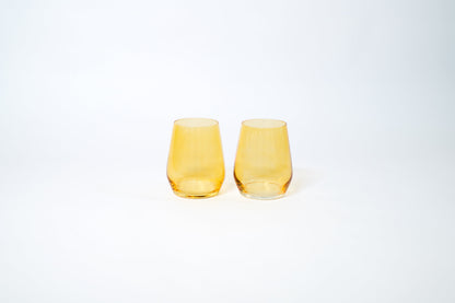 Sunshine Yellow -  Stemless Colored Wine Glass
