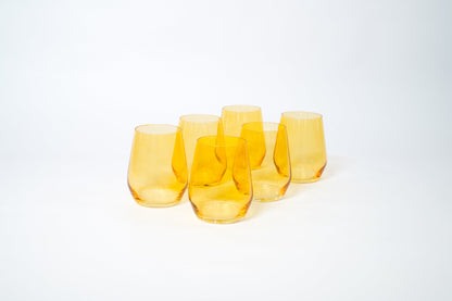 Sunshine Yellow -  Stemless Colored Wine Glass