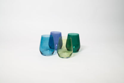 Northern Lights Collection -  Stemless Set of 4 Colored Wine Glasses