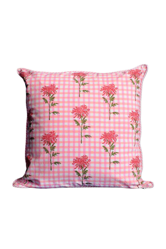 Dahlia Gingham Blockprint Pillow