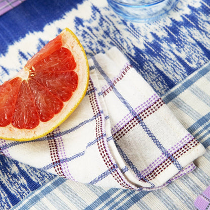 San Lucas Plaid White Cocktail Napkins Set of 4