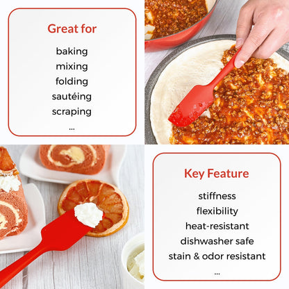 3 Piece Silicone Spatula Set - Red