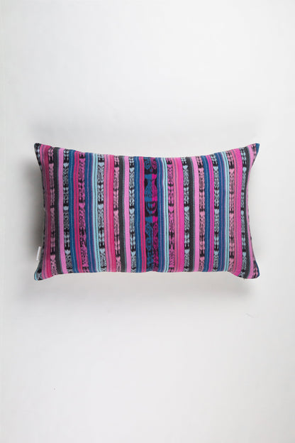 Vintage 90s Pink and Blue Ikat Rainbow Pillow