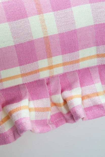Archive NY Abigail Ruffle Plaid Pillow in Bubblegum