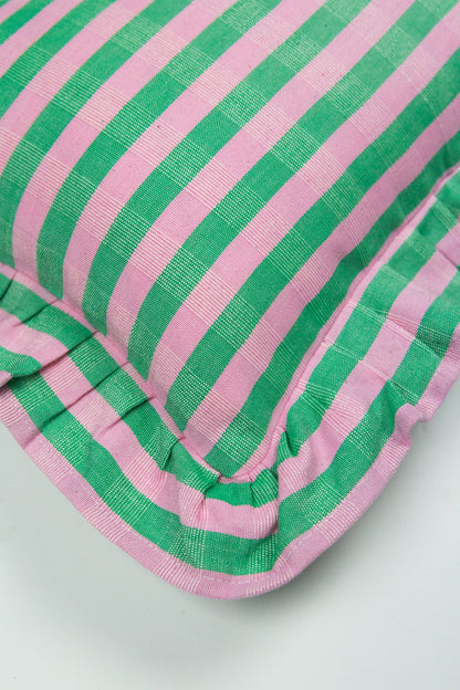 Flora Stripe Ruffle Pillow