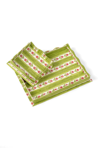 Nesting Scalloped Cottage Garden Blockprint Trays