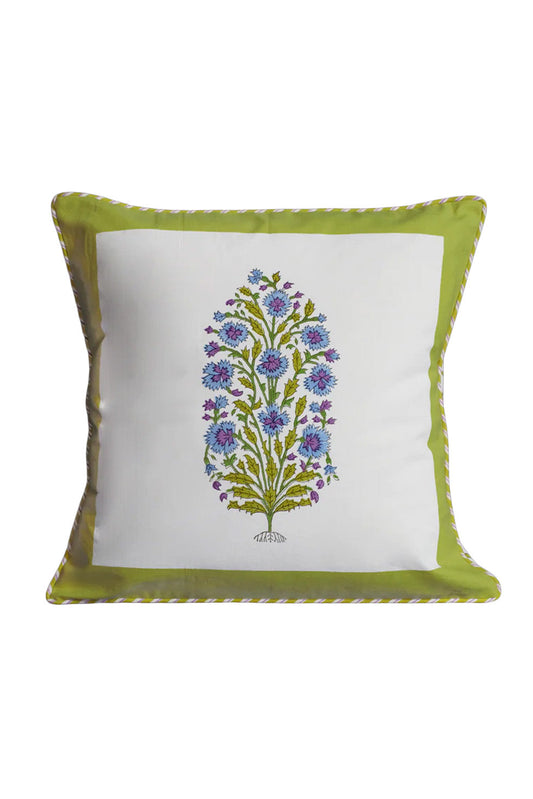 Green Botanical Study Blockprint Pillow