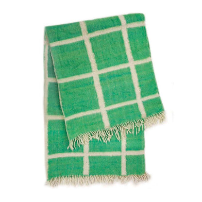 Made to order -  Momos Grid Blanket- Natural White and Green