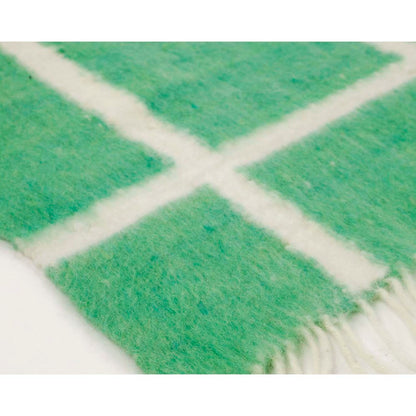 Made to order -  Momos Grid Blanket- Natural White and Green